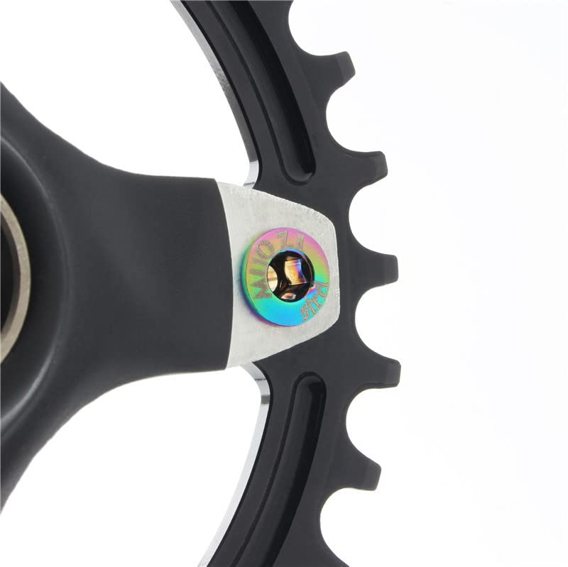 Juscycling Pack of 5 Chainring Female/Male Bolts Nuts, Oil Slick Color, Multiple Size Options for Single, Double and Triple chainrings (Type A for Tripple chainrings)