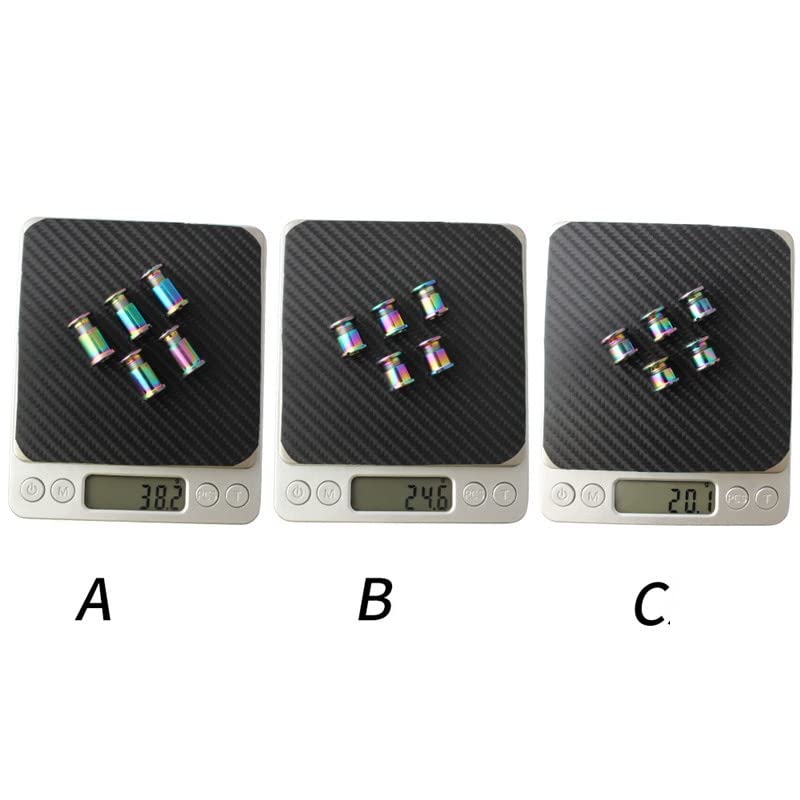 Juscycling Pack of 5 Chainring Female/Male Bolts Nuts, Oil Slick Color, Multiple Size Options for Single, Double and Triple chainrings (Type A for Tripple chainrings)