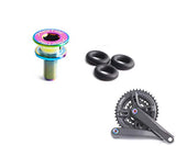 Juscycling Titanium Alloy Hex Head Crank Arm Bolts Caps with O-Rings 8mm x 15mm for Shimano Cartridge Square Taper Bottom Bracket, Pack of 2 (Oil Slick)