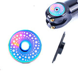 Juscycling Titanium Alloy Bike Headset Top Cap, Stem Cover with Bolt for MTB Mountain Road Bike, 1-1/8 inch, Oil Slick Color (Oil Slick(Galaxy))