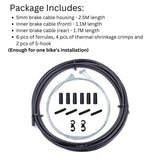 Juscycling Universal Bicycle Brake Housing Cable Kit for Bicycles -5 Color Options (White)