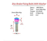 Pack of 4 pcs Titanium Bolts Screws for MTB Road Bicycle and Mountain Bike Disc Caliper, M6X20mm (Oil Slick)