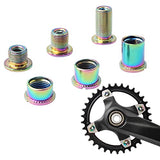 Juscycling Pack of 5 Chainring Female/Male Bolts Nuts, Oil Slick Color, Multiple Size Options for Single, Double and Triple chainrings (Type A for Tripple chainrings)