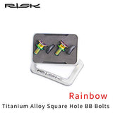 Juscycling Titanium Alloy Hex Head Crank Arm Bolts Caps with O-Rings 8mm x 15mm for Shimano Cartridge Square Taper Bottom Bracket, Pack of 2 (Oil Slick)