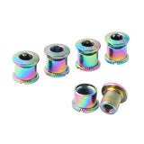 Juscycling Pack of 5 Chainring Female/Male Bolts Nuts, Oil Slick Color, Multiple Size Options for Single, Double and Triple chainrings (Type A for Tripple chainrings)