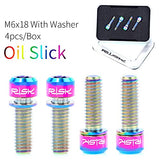 Pack of 4 pcs Titanium Bolts Screws for MTB Road Bicycle and Mountain Bike Disc Caliper, M6X20mm (Oil Slick)